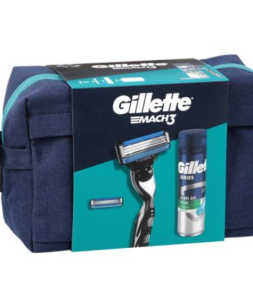 Gillette Mach3 Комплект за Бръснене (Самобръсначка + 2 резервни ножчета + Гел за бръснене 200 мл + Несесер)