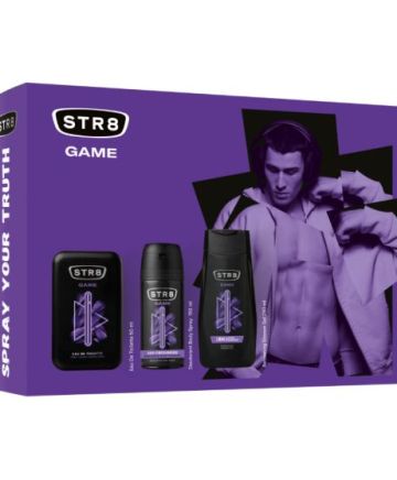 STR8 Game Комплект за Мъже (Парфюмна вода 50 мл + Дезодорант 150 мл + Душ гел 250 мл)