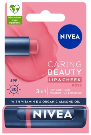 NIVEA Rose Color SPF 30 Балсам за устни с цвят и защита, 4.8 г