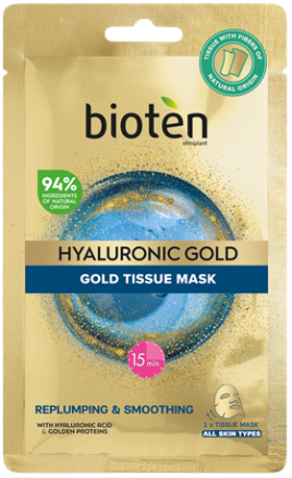 Bioten Hyaluronic Gold Tissue Mask Маска за лице с 94% съставки от естествен произход, 1 бр.
