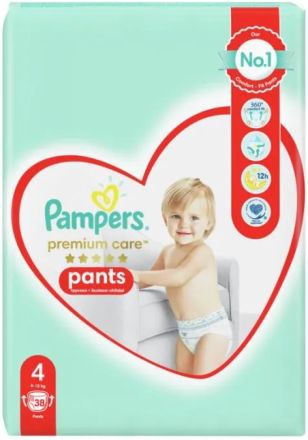 Pampers Premium Care 4 ( 9-14кг ) Pants Детски пелени-гащи, 38 бр.
