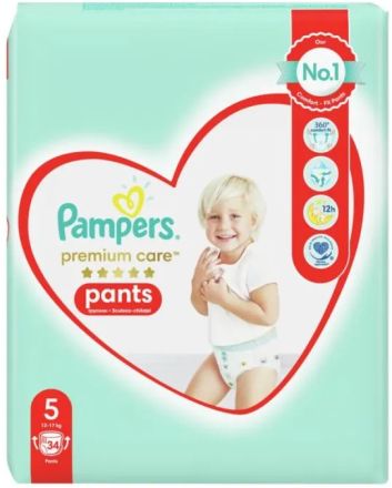 Pampers Premium Care 5 ( 12-17кг ) Pants Детски пелени-гащи, 34 бр.