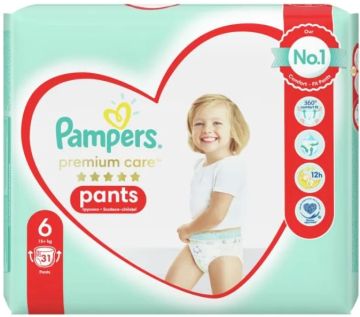 Pampers Premium Care 6 ( 16+кг ) Pants Детски пелени-гащи, 31 бр.