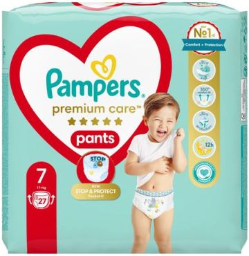 Pampers Premium Care 7 ( 18+кг ) Pants Детски пелени-гащи, 27 бр.