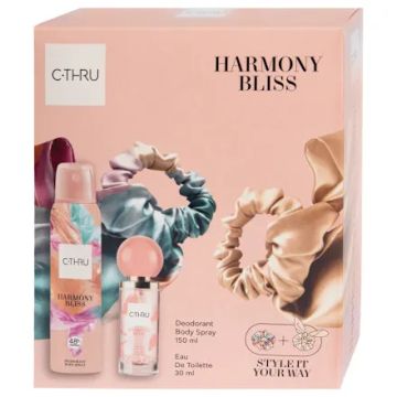 C-THRU Harmony Bliss Комплект за Жени (Тоалетна вода 30мл + Део спрей 150мл + Скрънчи)