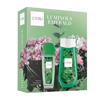 C-THRU Luminous Emerald Комплект за Жени (Натурален спрей 75мл + Душ гел 250мл)