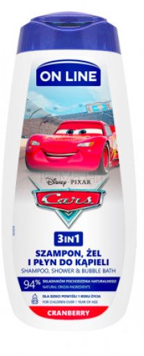 Детски шампоан и душ гел On Line Disney Cars 3 в 1, 400 мл.