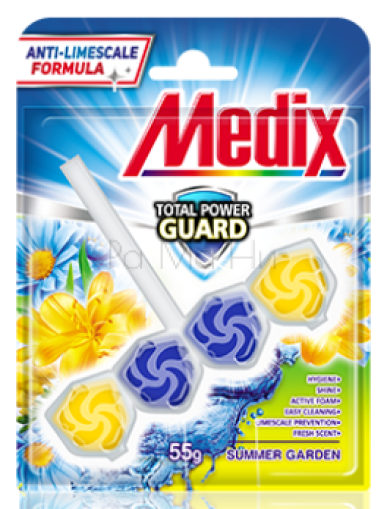 Твърдо тоалетно блокче Medix Total Power Guard Summer Garden, 55гр.