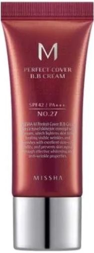 MISSHA M Perfect Cover SPF42 PA+++ №27 Honey Beige BB крем за лице топъл бежов нюанс, 20 мл
