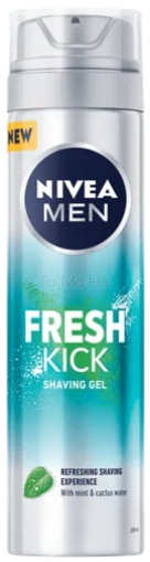 NIVEA MEN Fresh Kick Shaving Gel With Mint & Cactus Water Гел за бръснене с Мента и Вода от кактус, 200 мл