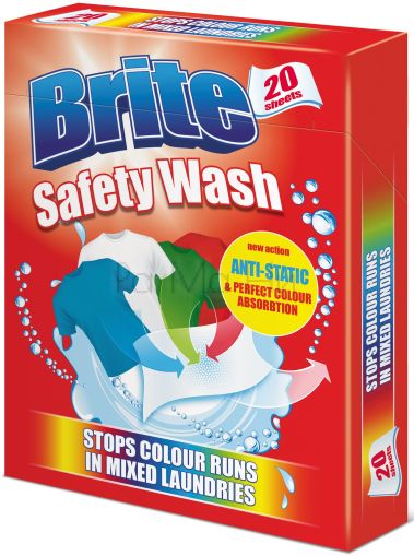 Brite Safety Wash Цветоулавящи кърпи, 20 бр.