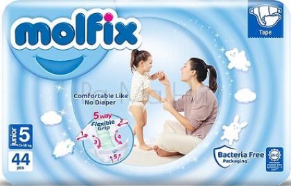 Molfix Midi 5 (11-18 кг) Бебешки пелени, 44 бр.