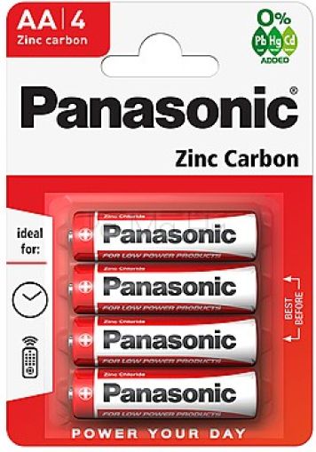 Panasonic Zinc Carbon Battery AA Цинк-въглеродна батерия, 4 бр.