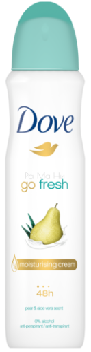 Dove Spray Deodorant Go Fresh Pear & Aloe Vera Спрей дезодорант против изпотяване, 150 мл