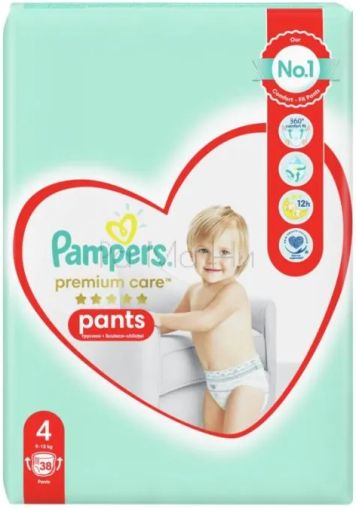 Pampers Premium Care 4 ( 9-14кг ) Pants Детски пелени-гащи, 38 бр.