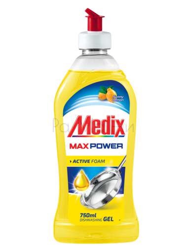 Medix Max Power Sunny Lemon Препарат за почистване на съдове с аромат на Лимон, 750 мл