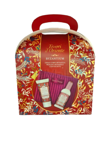 Tesori d'Oriente Byzantium Компллект за Жени (Ароматна тоалетна вода 100мл + Ароматен крем за тяло 75мл + Малка дамска чанта)