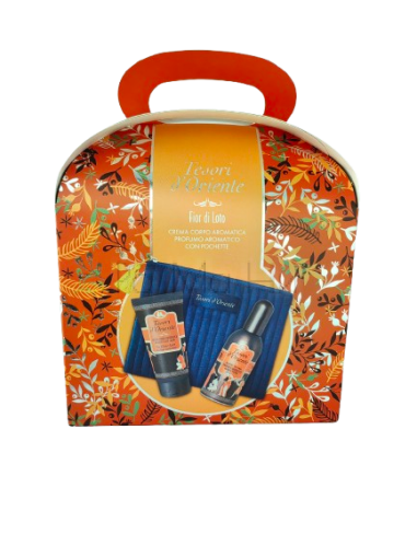 Tesori d'Oriente Fior di Loto Компллект за Жени (Ароматна тоалетна вода 100мл + Ароматен крем за тяло 75мл + Малка дамска чанта)