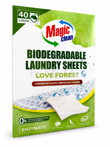 Magic Biodegradable Laundry Sheets Love Forest Биоразградими листчета за пране на дрехи, 40 листчета