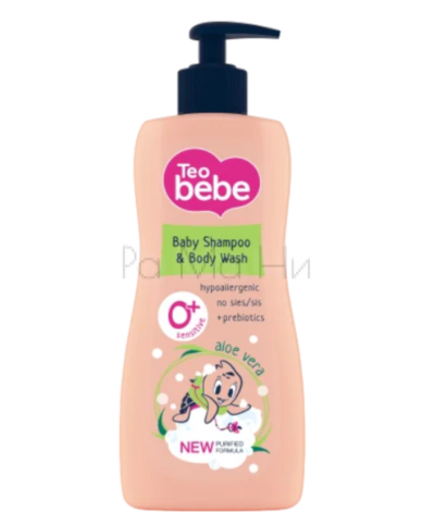 Шампоан и душ гел Тео bebe 2в1 с екстракт от алое вера, 0,400л.