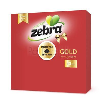 Салфетки Zebra Gold в червен цвят, 45 бр.