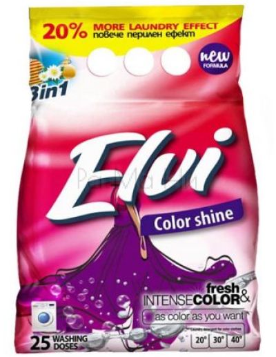 Прах за пране  Elvi 3в1 Color shine, 2 кг. 