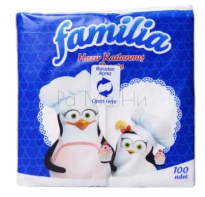 Салфетки Familia сгънати, 100бр.