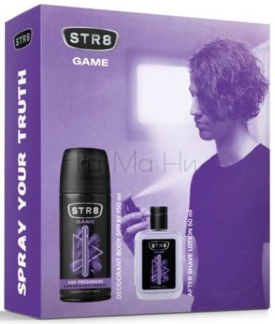 STR8 Game Комплект за Мъже (Натурален спрей 85 мл + Душ гел 250 мл)