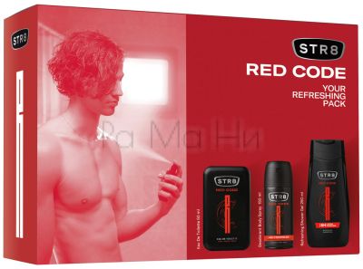 STR8 Red Комплект за Мъже (Парфюмна вода 50 мл + Дезодорант 150 мл + Душ гел 250 мл)