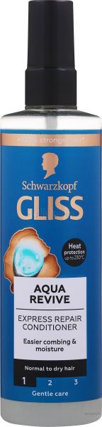 Gliss Aqua Revive Балсам-Спрей хидратира и Възстановява сухата и Изтощена коса, 200 мл