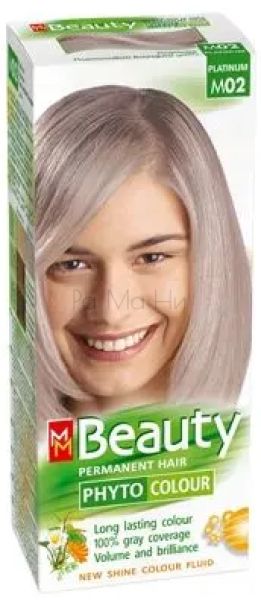 MM BEAUTY PHYTO & COLOUR Безамонячна боя за коса М02 Платинено русо, 125 мл
