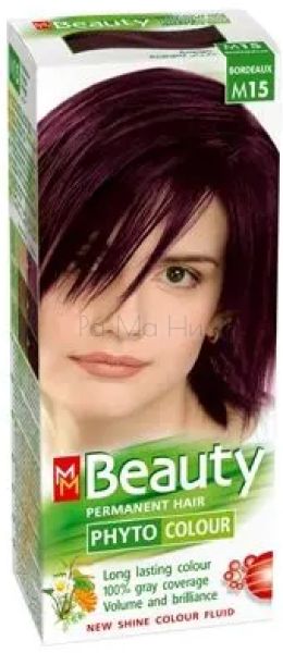 MM BEAUTY PHYTO & COLOUR Безамонячна боя за коса М15 Бордо, 125 мл