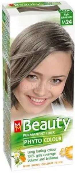 MM BEAUTY PHYTO & COLOUR Безамонячна боя за коса М24 Светъл графит, 125 мл