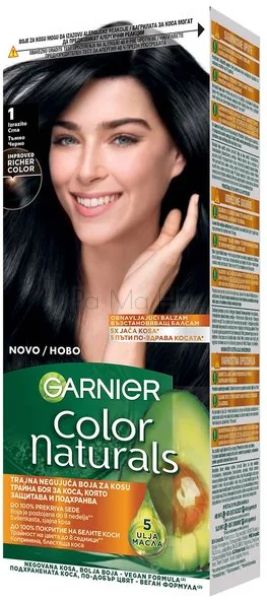 Garnier Color Naturals Боя за коса с възстановяващ балсам 1 Естествено черен, 100 мл