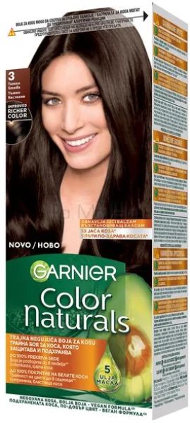 Garnier Color Naturals Боя за коса с възстановяващ балсам 3 Тъмно Кестеняво, 100 мл