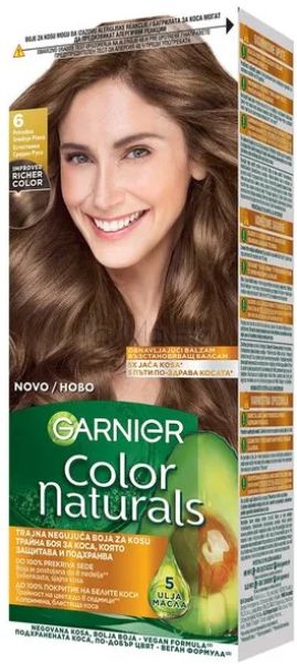 Garnier Color Naturals Боя за коса с възстановяващ балсам 6 Тъмно Русо, 100 мл