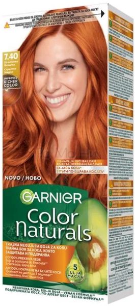 Garnier Color Naturals Боя за коса с възстановяващ балсам 7.40 Страстно Медно, 100 мл