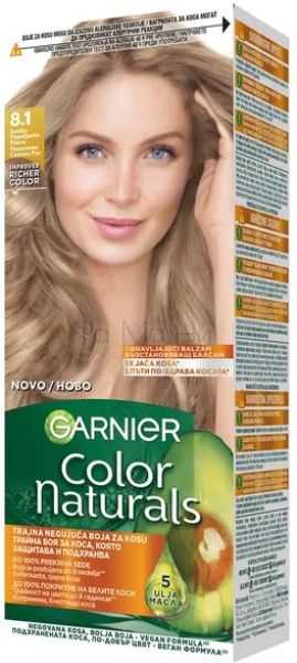Garnier Color Naturals Боя за коса с възстановяващ балсам 8.1 Пепелно Русо, 100 мл