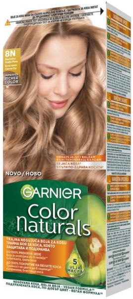 Garnier Color Naturals Боя за коса с възстановяващ балсам 8N Умерено Русо, 100 мл