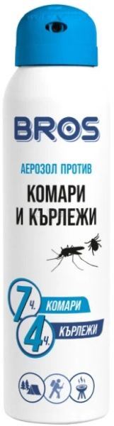 BROS Аерозол против комари и кърлежи, 90 мл