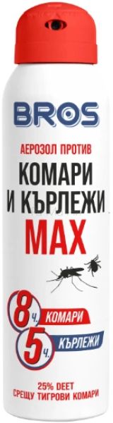 BROS Аерозол против комари и кърлежи MAX, 90 мл