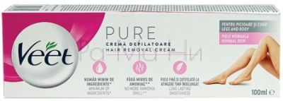 Veet PURE Normal Skin Депилиращ крем за нормална кожа, 100 мл