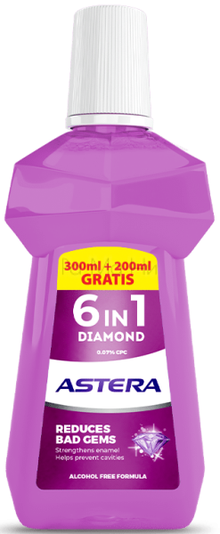 ASTERA Diamond 6in1 Вода за уста, 500 мл