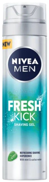 NIVEA MEN Fresh Kick Shaving Gel With Mint & Cactus Water Гел за бръснене с Мента и Вода от кактус, 200 мл