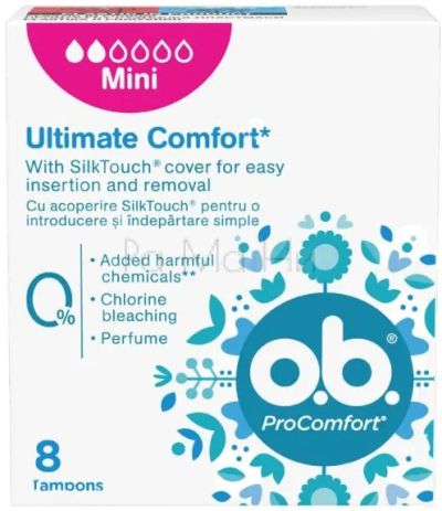 O.b. ProComfort Ultimate Comfort Mini Дамски тампони, 8 бр.