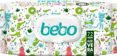 Bebo Baby Wet Wipes Aloe Vera Бебешки влажни кърпи с екстракт от Алое Вера, 72 бр. 