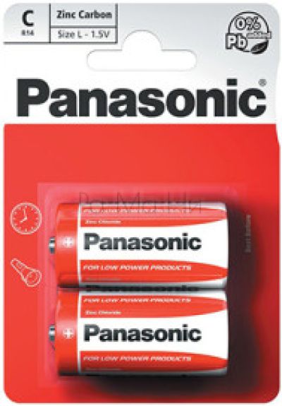 Panasonic Zinc Carbon Battery R14 Size L 1,5V Цинк-въглеродна батерия, 2 бр.