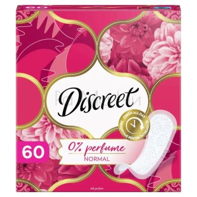 Discreet Normal 0% Perfume Ежедневни превръзки без аромат, 60 бр.