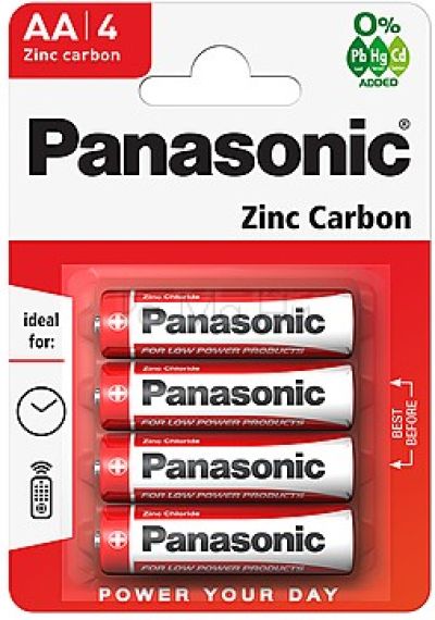 Panasonic Zinc Carbon Battery AA Цинк-въглеродна батерия, 4 бр.