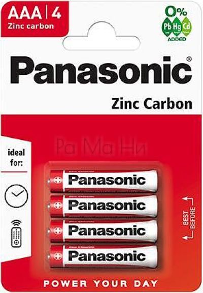 Panasonic Zinc Carbon Battery AAA Цинк-въглеродна батерия, 4 бр.